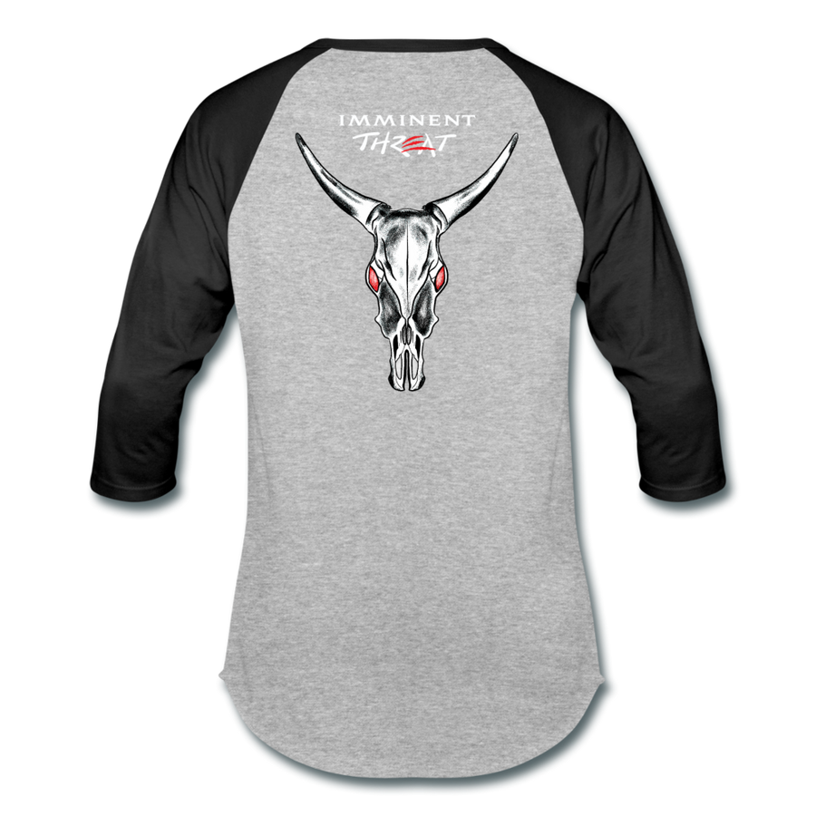 Unisex Cow Skull Baseball Tee - heather gray/black