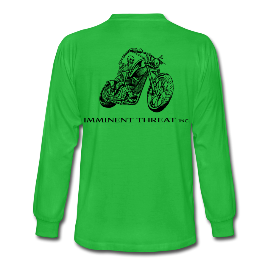 Men's Skeleton on Motorcycle Long Sleeve - bright green