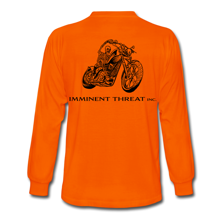 Men's Skeleton on Motorcycle Long Sleeve - orange