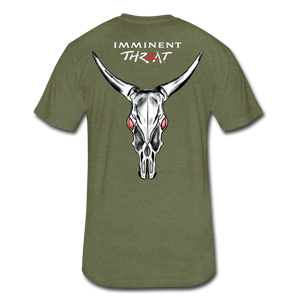 Men's White Cow Skull Tee - heather military green