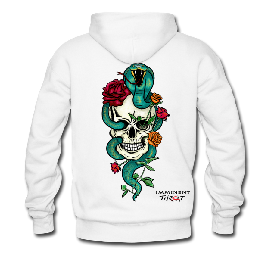 Heavy Blend Color Snake & Skull Adult Hoodie - white