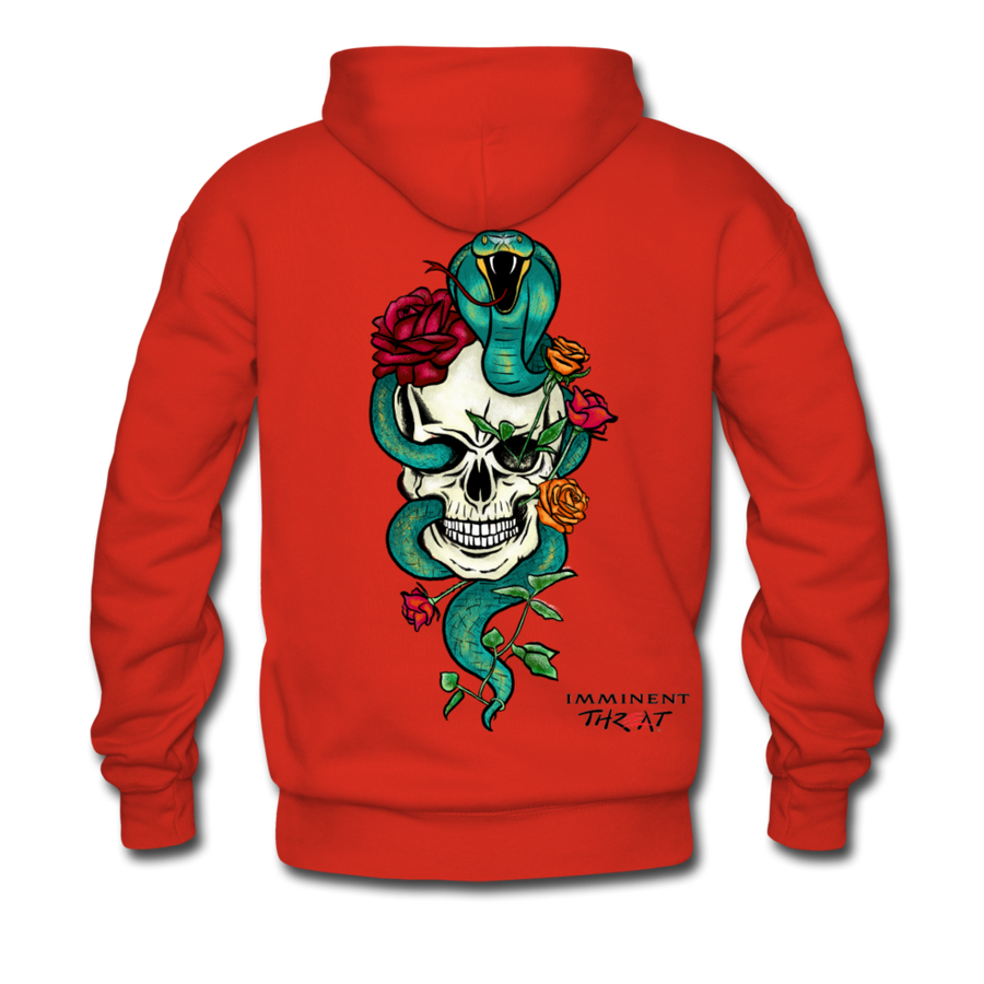 Heavy Blend Color Snake & Skull Adult Hoodie - red