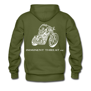 Men’s Skeleton Biker Premium Hoodie - olive green