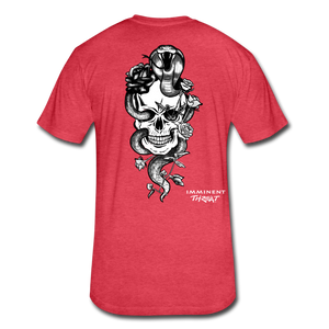Men's Black and White Skull and Snake Tee - heather red