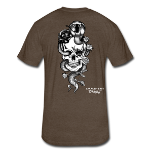 Men's Black and White Skull and Snake Tee - heather espresso