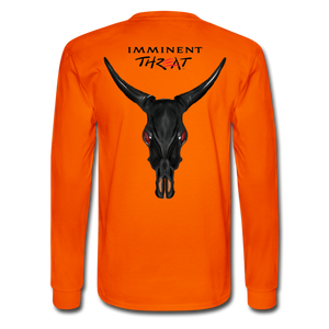 Men's Black Cow Skull Long Sleeve - orange
