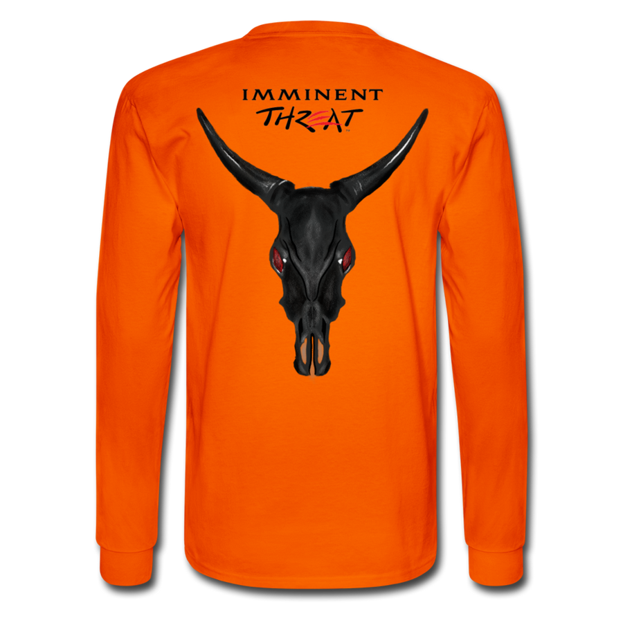 Men's Black Cow Skull Long Sleeve - orange