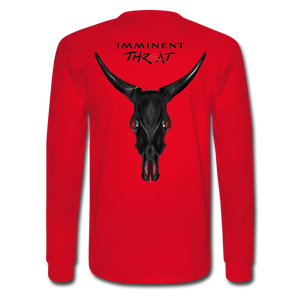 Men's Black Cow Skull Long Sleeve - red