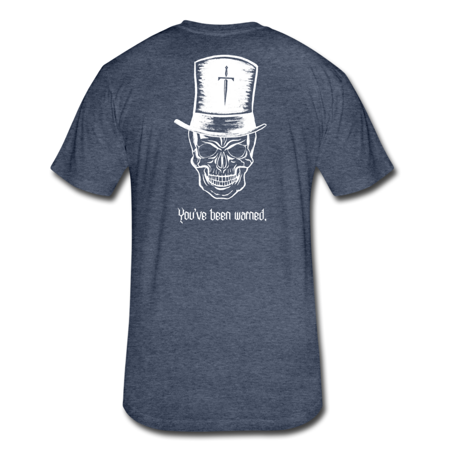 Top Hat Skull Fitted Cotton/Poly T-Shirt by Next Level - heather navy