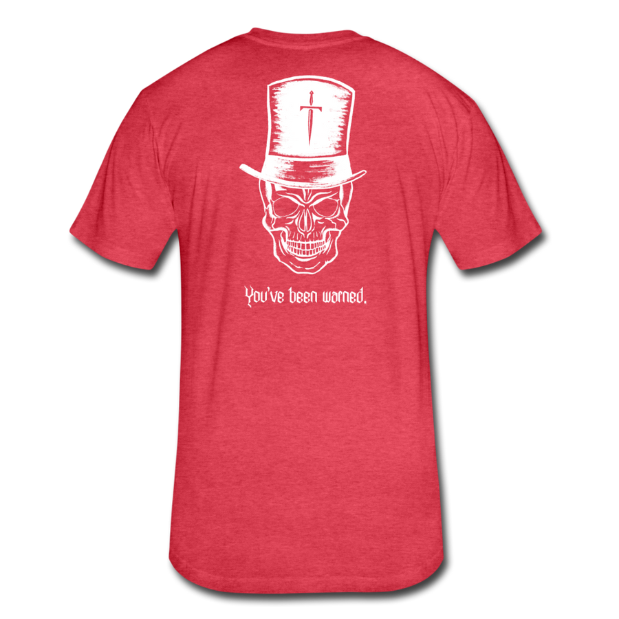 Top Hat Skull Fitted Cotton/Poly T-Shirt by Next Level - heather red