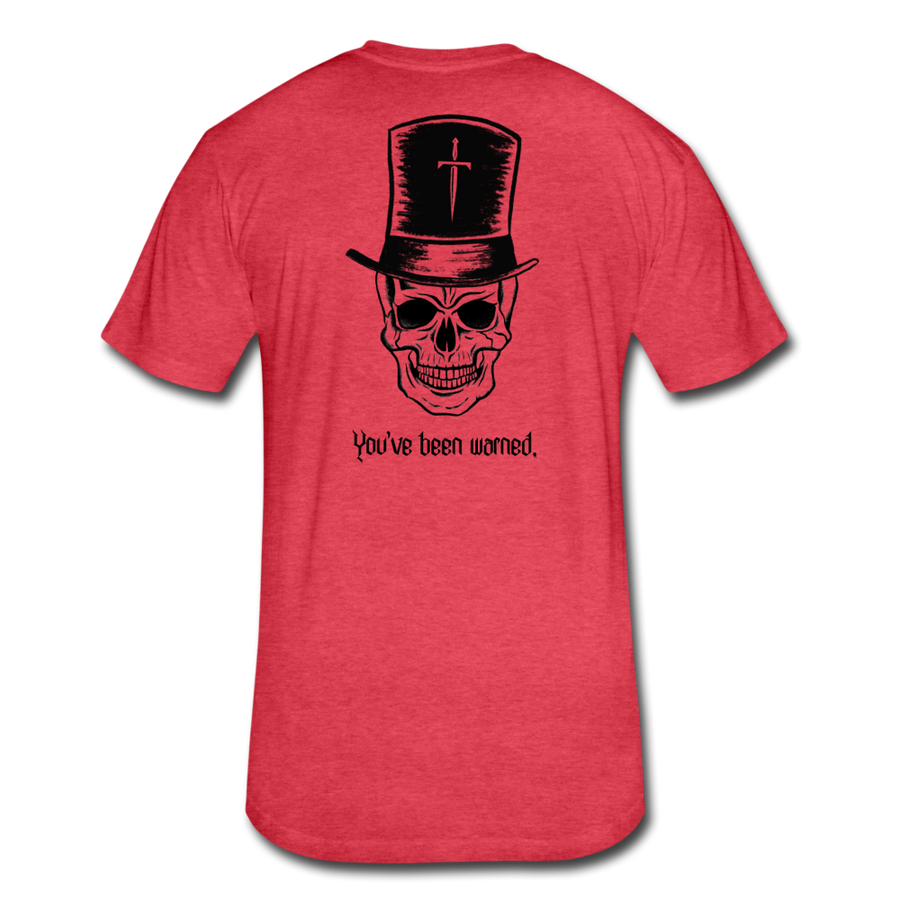 Top Hat Skull Fitted Cotton/Poly T-Shirt by Next Level - heather red