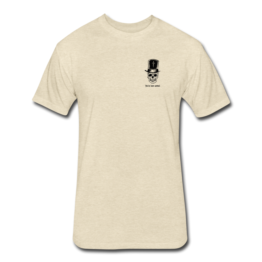 Top Hat Skull Fitted Cotton/Poly T-Shirt by Next Level - heather cream