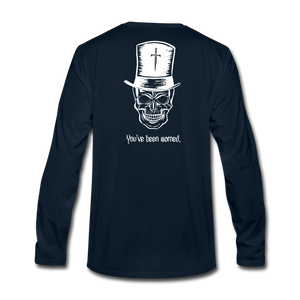 Top Hat Skull Men's Premium Long Sleeve T-Shirt - deep navy
