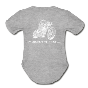 Organic Biker Baby Bodysuit - heather gray
