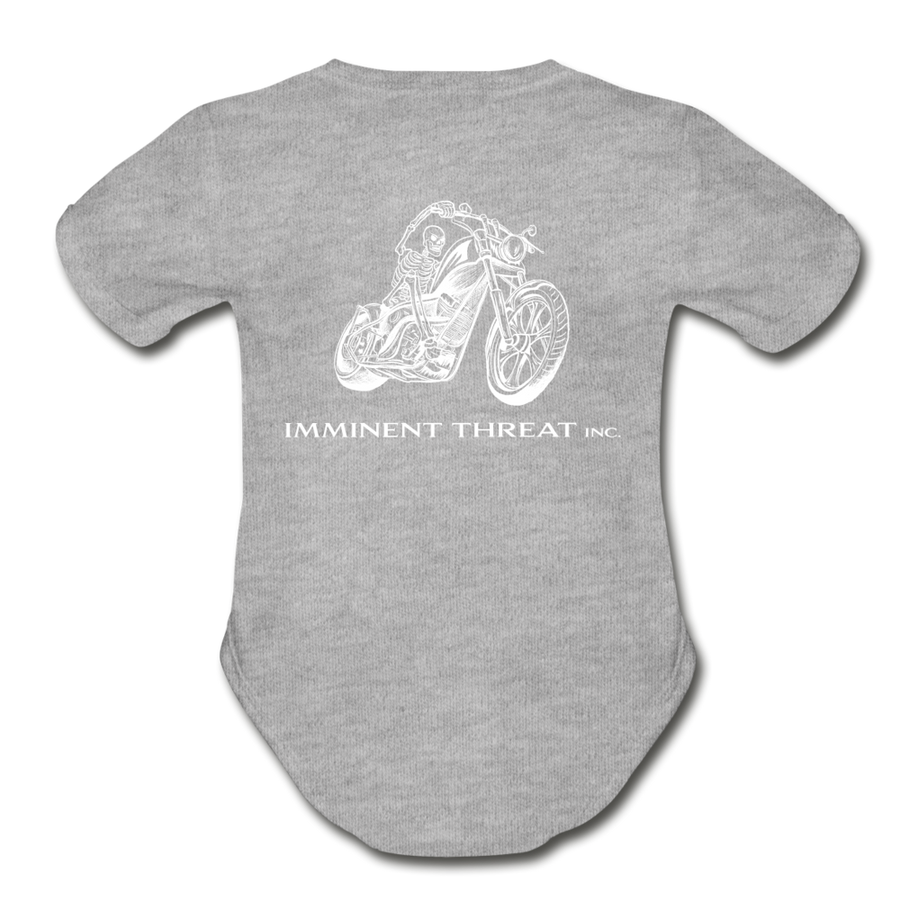 Organic Biker Baby Bodysuit - heather gray