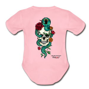 Organic Snake & Skull Baby Bodysuit - light pink