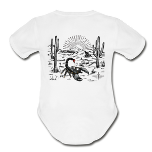 Organic Desert Scorpion Baby Bodysuit - white