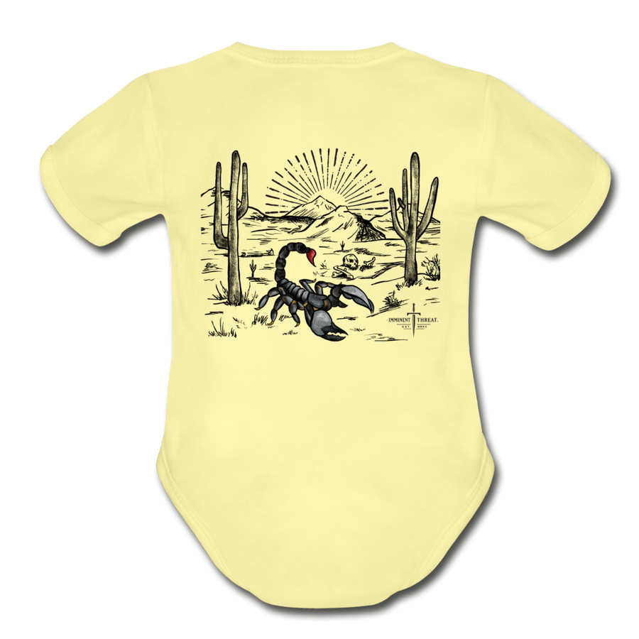 Organic Desert Scorpion Baby Bodysuit - washed yellow