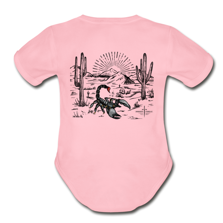 Organic Desert Scorpion Baby Bodysuit - light pink