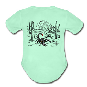 Organic Desert Scorpion Baby Bodysuit - light mint