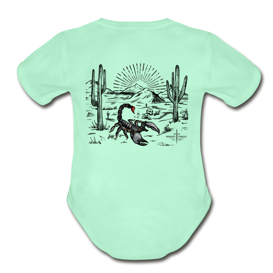 Organic Desert Scorpion Baby Bodysuit - light mint