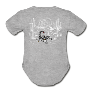 Organic Desert Scorpion Baby Bodysuit - heather gray