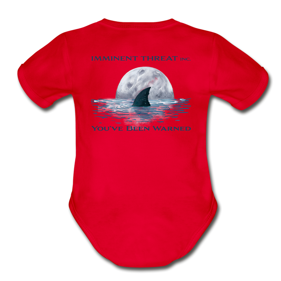 Organic Shark Moon Baby Bodysuit - red