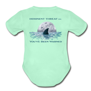 Organic Shark Moon Baby Bodysuit - light mint