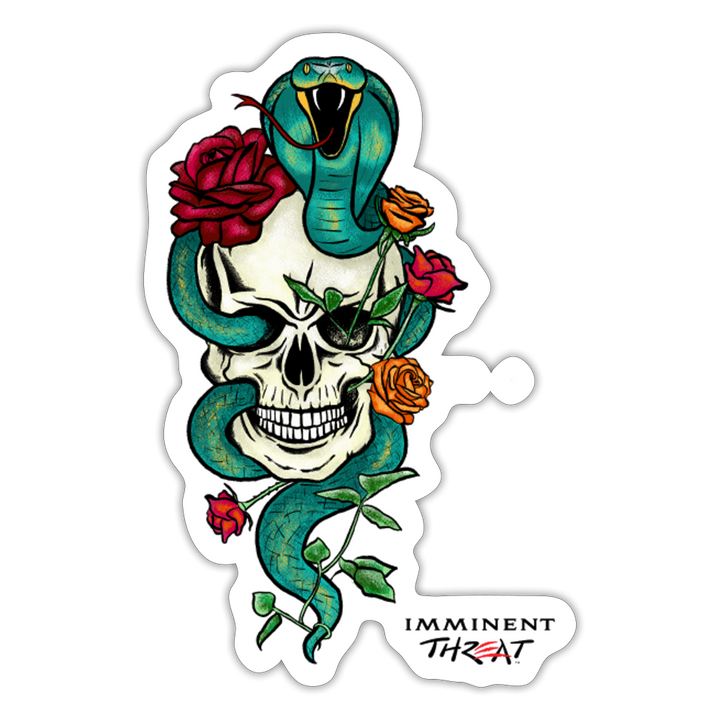 Color Snake & Skull Sticker - white matte