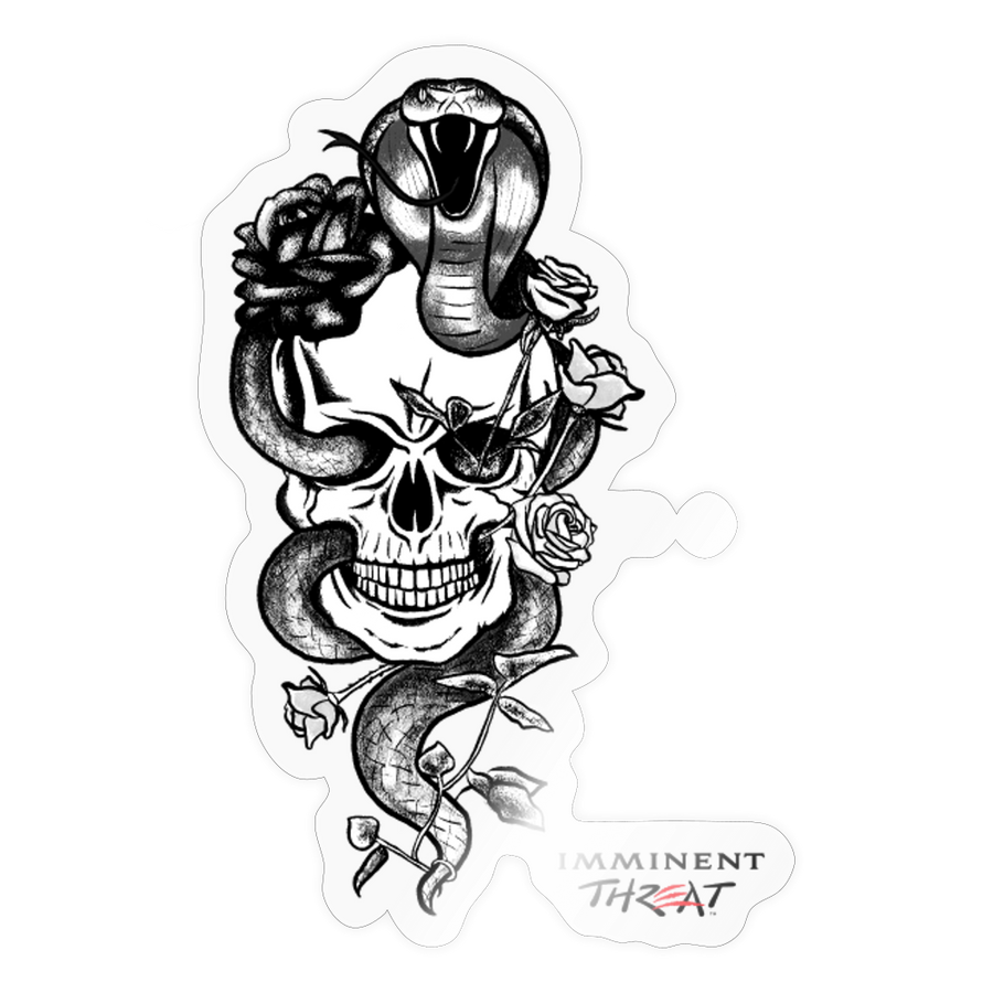 B&W Snake & Skull Sticker - transparent glossy
