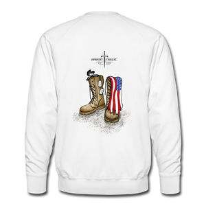 Men's Military Boots Crew Neck Sweatshirt - white
