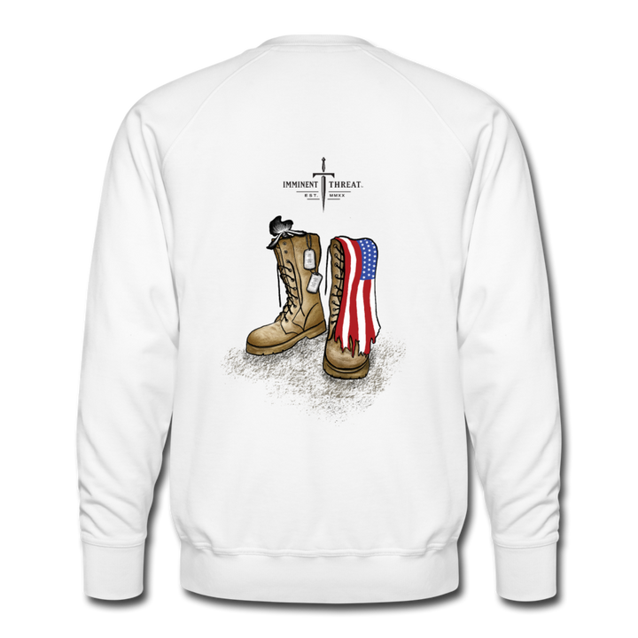 Men's Military Boots Crew Neck Sweatshirt - white