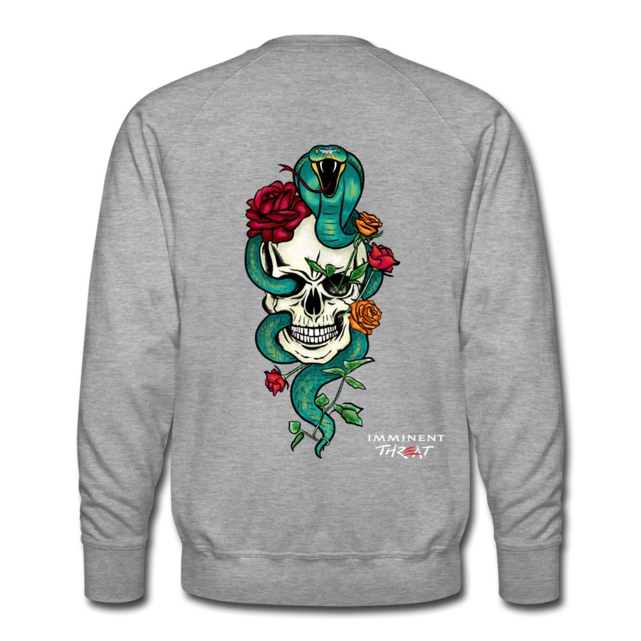 Men's Color Snake & Skull Crew Neck Sweatshirt - heather grey