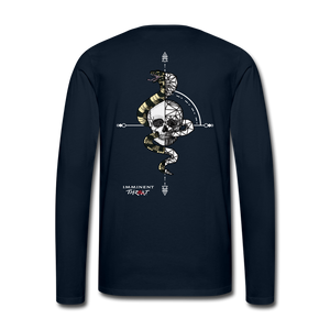 Men's B/W Geo Snake & Skull Long Sleeve - deep navy