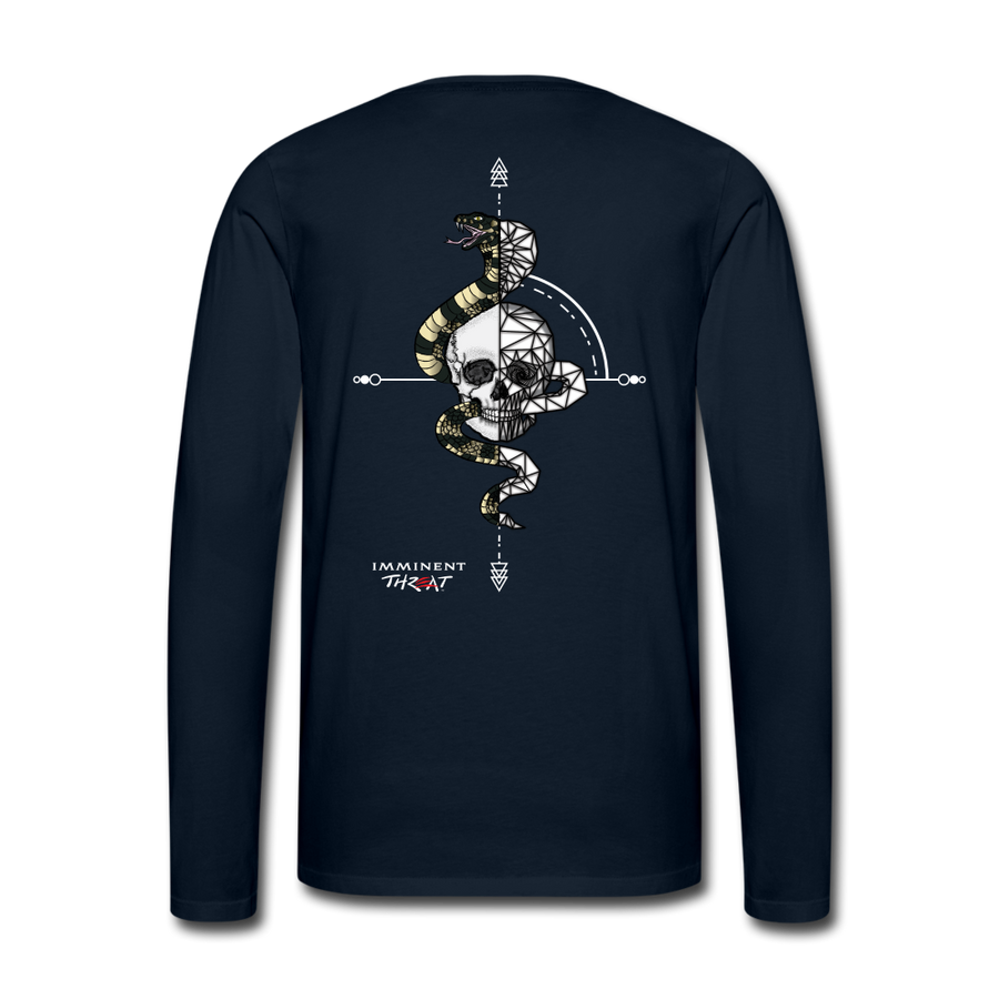 Men's B/W Geo Snake & Skull Long Sleeve - deep navy