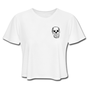 Women's Cropped Pirate Flag T-Shirt - white