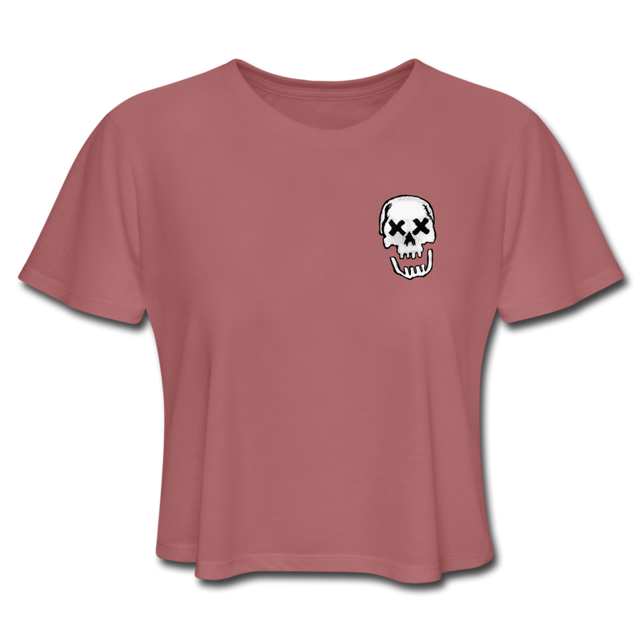 Women's Cropped Pirate Flag T-Shirt - mauve