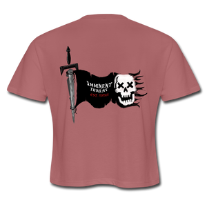 Women's Cropped Pirate Flag T-Shirt - mauve
