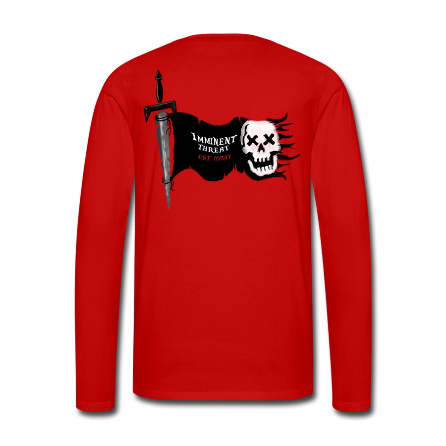 Men's Pirate Flag Long Sleeve T-Shirt - red
