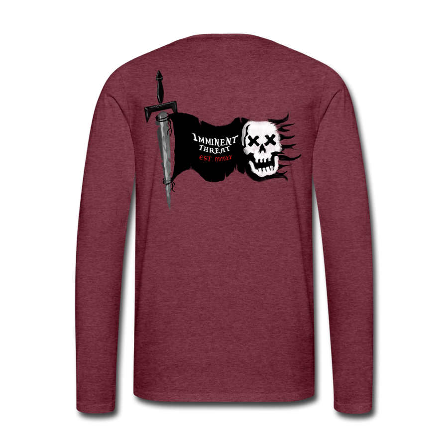 Men's Pirate Flag Long Sleeve T-Shirt - heather burgundy