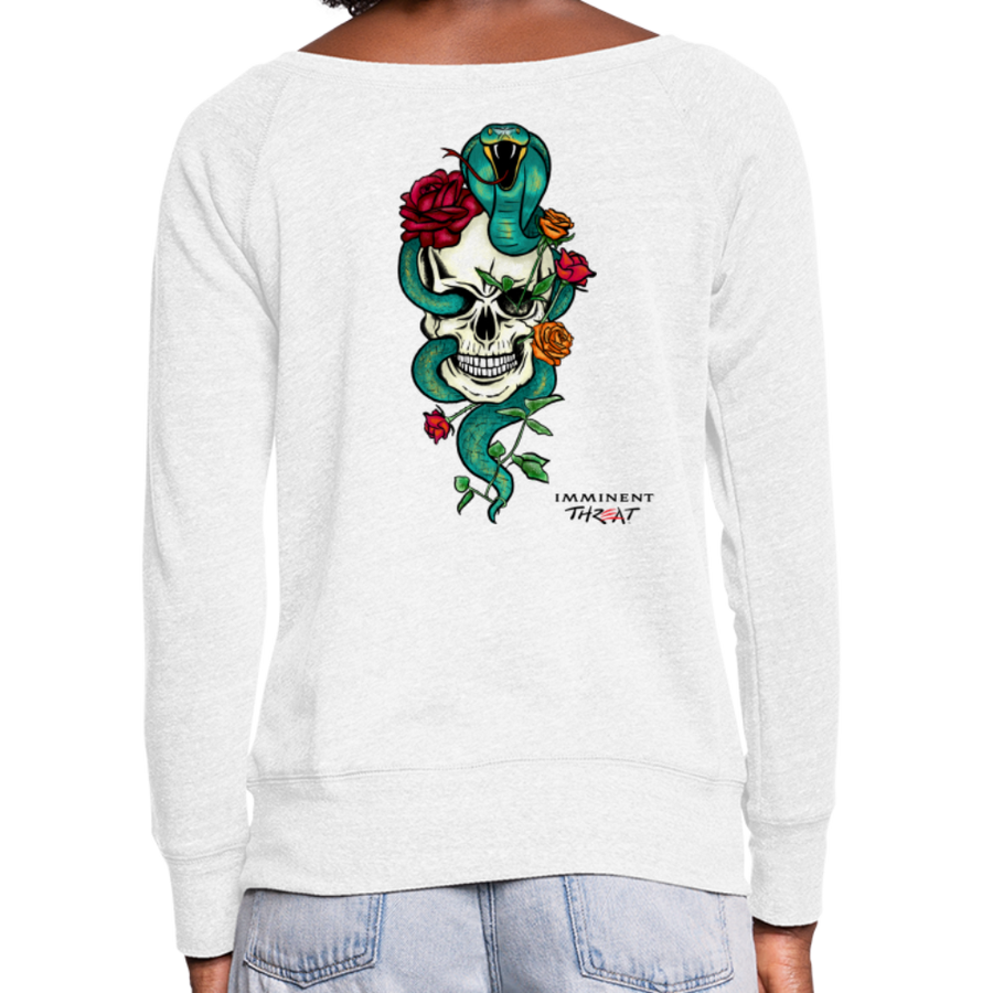 Women's Color Snake & Skull Wideneck Sweatshirt - white