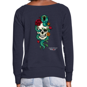 Women's Color Snake & Skull Wideneck Sweatshirt - melange navy