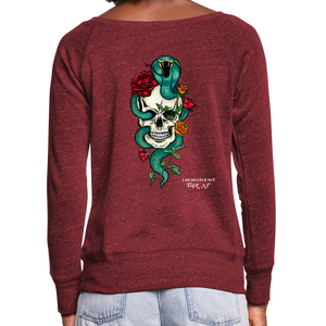 Women's Color Snake & Skull Wideneck Sweatshirt - cardinal triblend