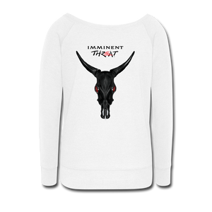 Women's Bull Skull Wideneck Sweatshirt - white