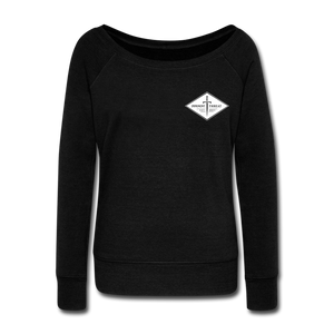 Women's White Diamond Wideneck Sweatshirt - black