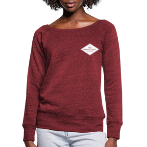 Women's White Diamond Wideneck Sweatshirt - cardinal triblend