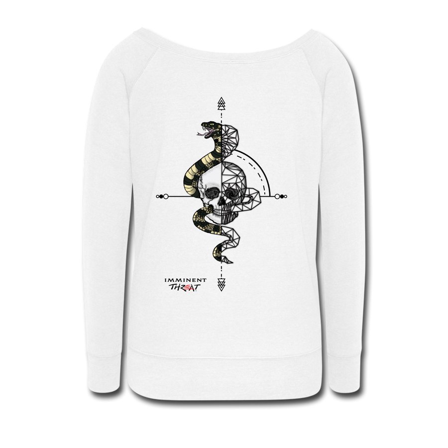 Women's Geo Snake & Skull Wideneck Sweatshirt - white