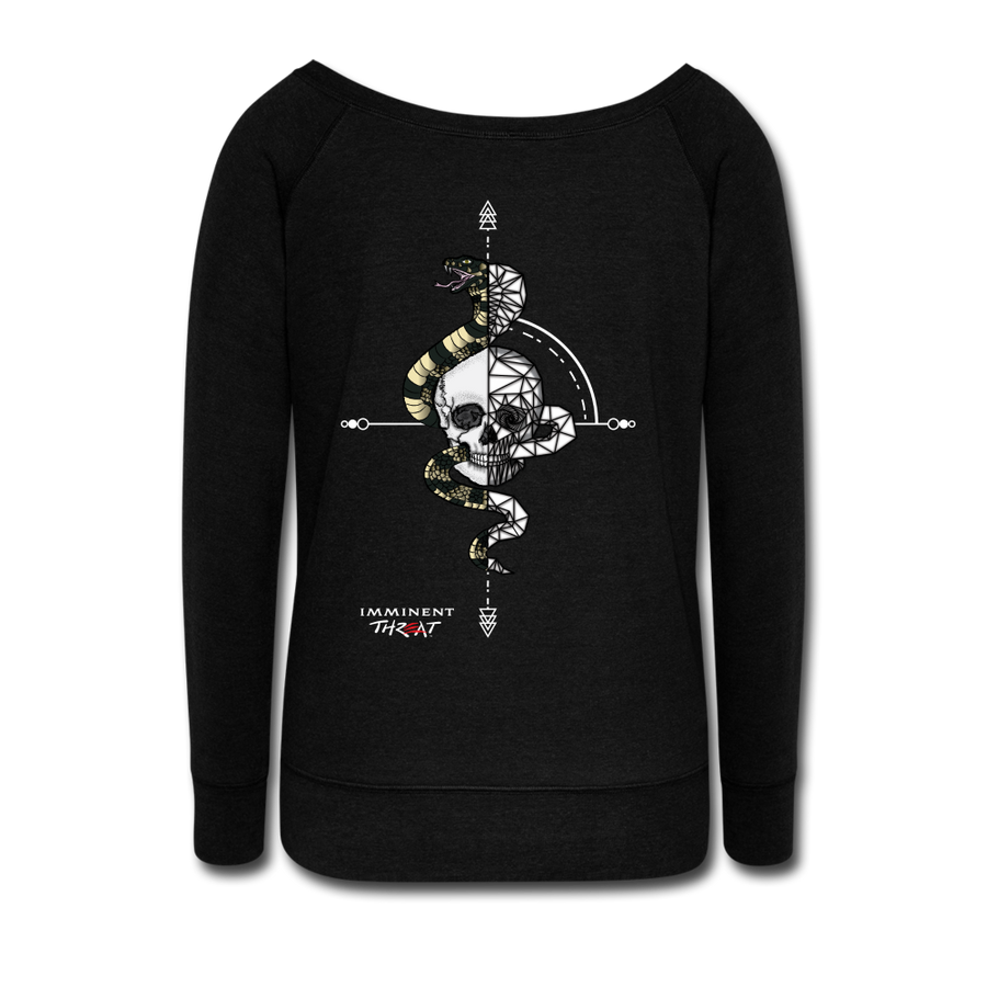 Women's Geo Snake & Skull Wideneck Sweatshirt - black