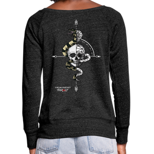 Women's Geo Snake & Skull Wideneck Sweatshirt - heather black
