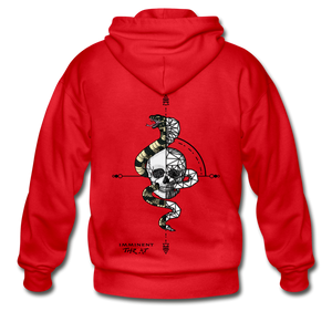 Geo Snake & Skull Zipper Hoodie - red